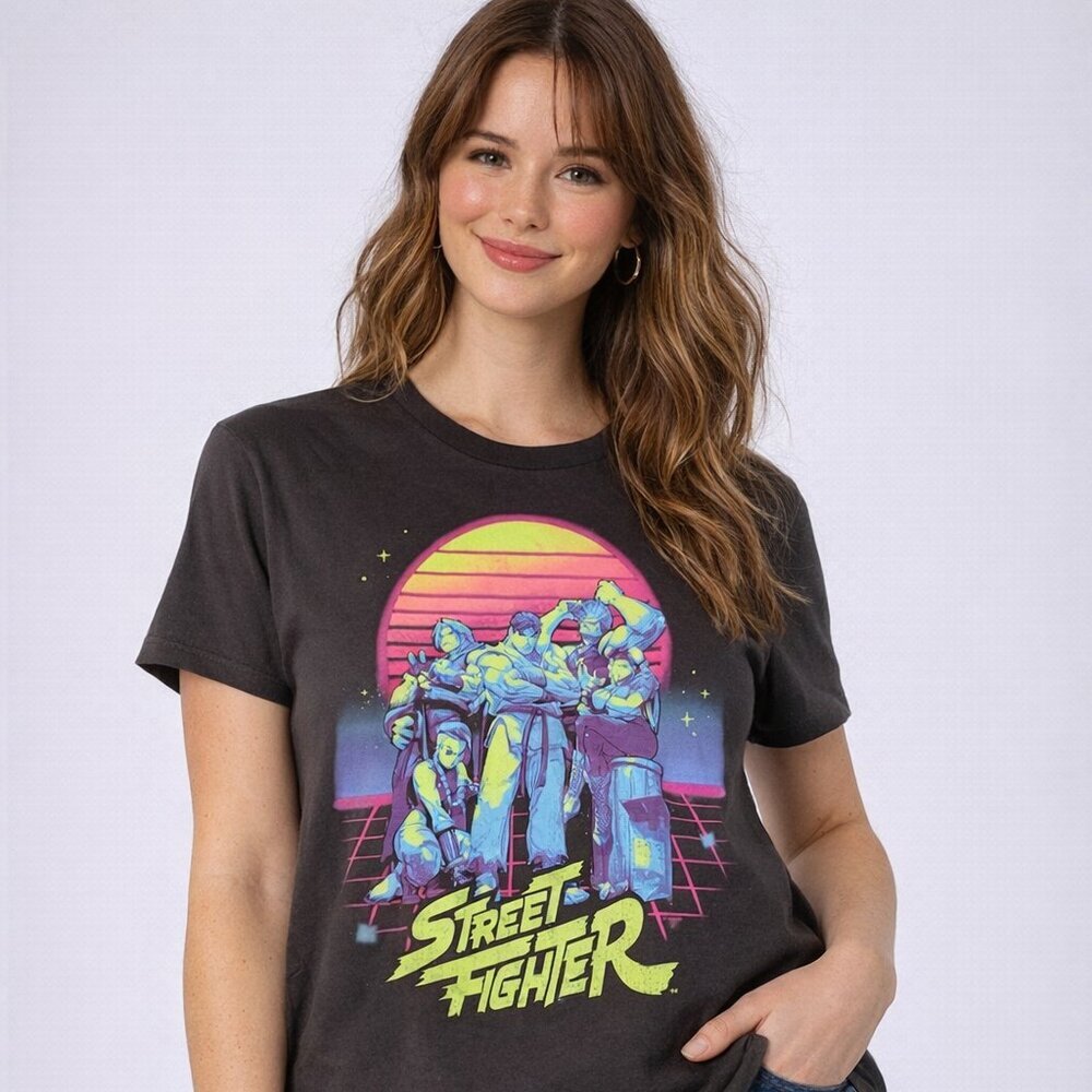 Street Fighter Graphic Tee | Retro Neon Arcade Shirt | Old Navy | Size L